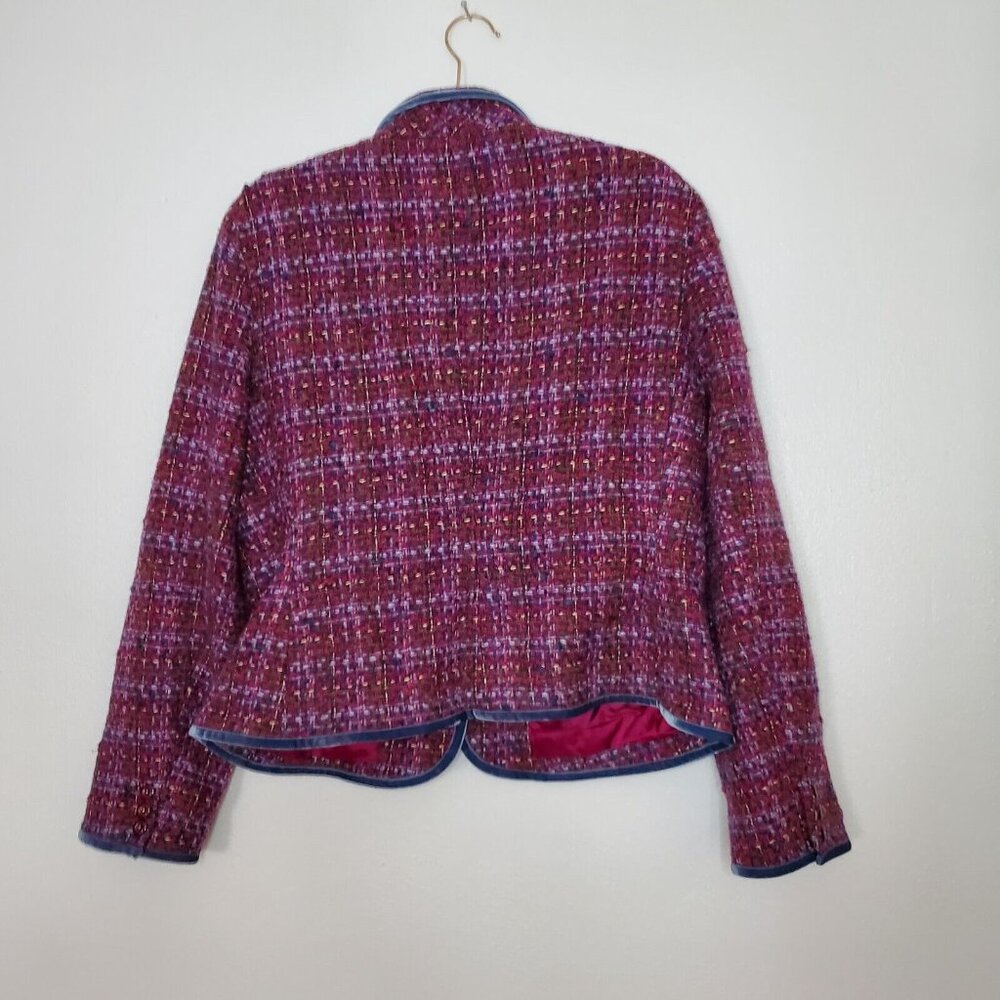 Jones New York Country Women Sz Large Purple Pink Tweed Wool Blend Blazer Jacket - Picture 2 of 12